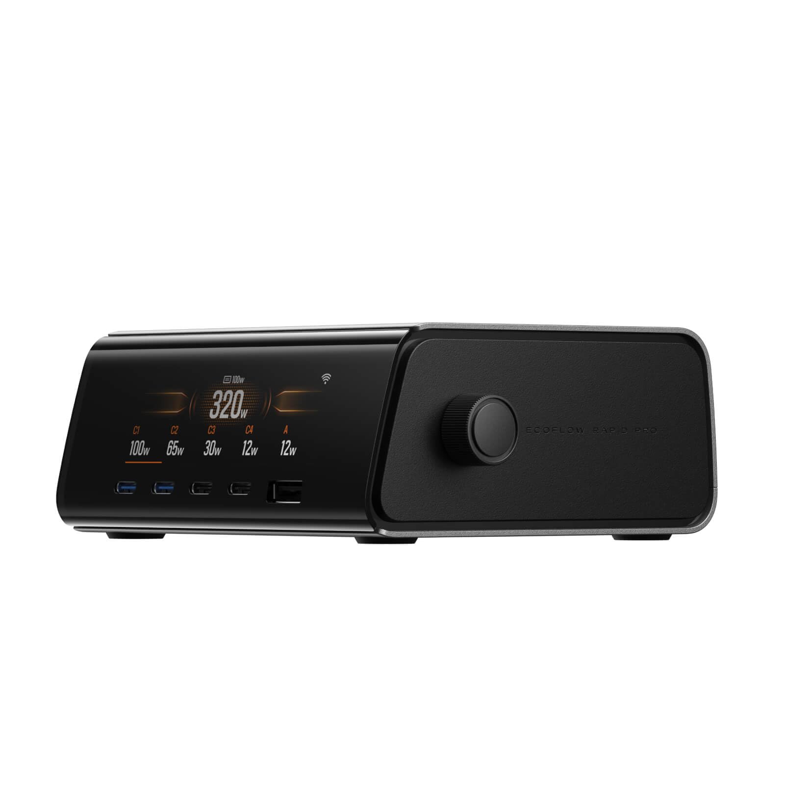 EF EcoFlow RAPID Pro Ladegerät 320W Max., 5 Anschüusse, GaN Ladestation für 6 Geräte, Pogo-Pin für EcoFlow RAPID Pro Powerbank, Desktop-Ladegerät kompatibel mit iPhone 16/15, Samsung, MacBook und mehr