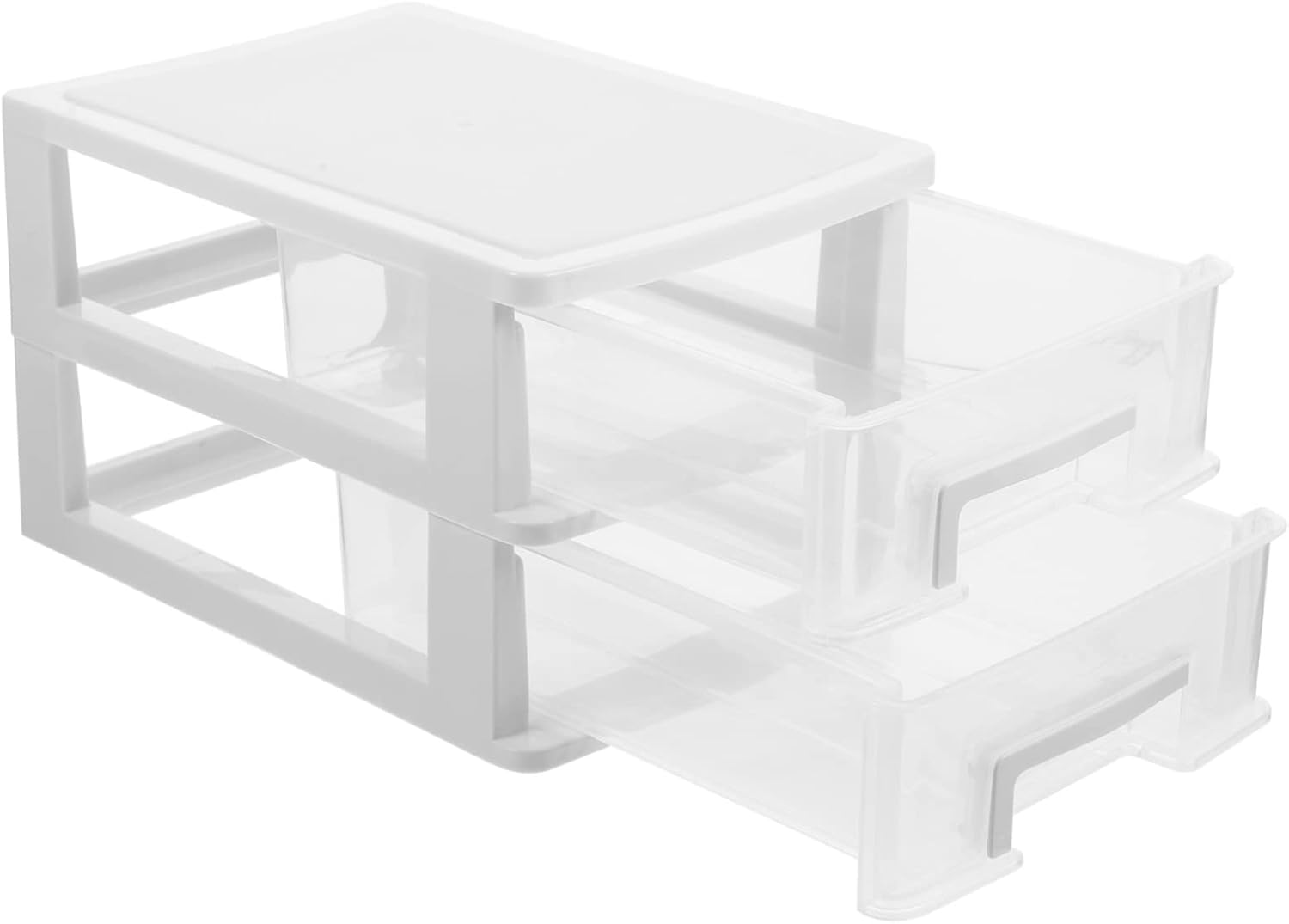 PRETYZOOM Box Drawer Storage Cabinet Organization Large Storage Drawers Unit Small Desktop Organizers and Storage Transparent Organizer Bins Makeup Beauty Clear Pp White