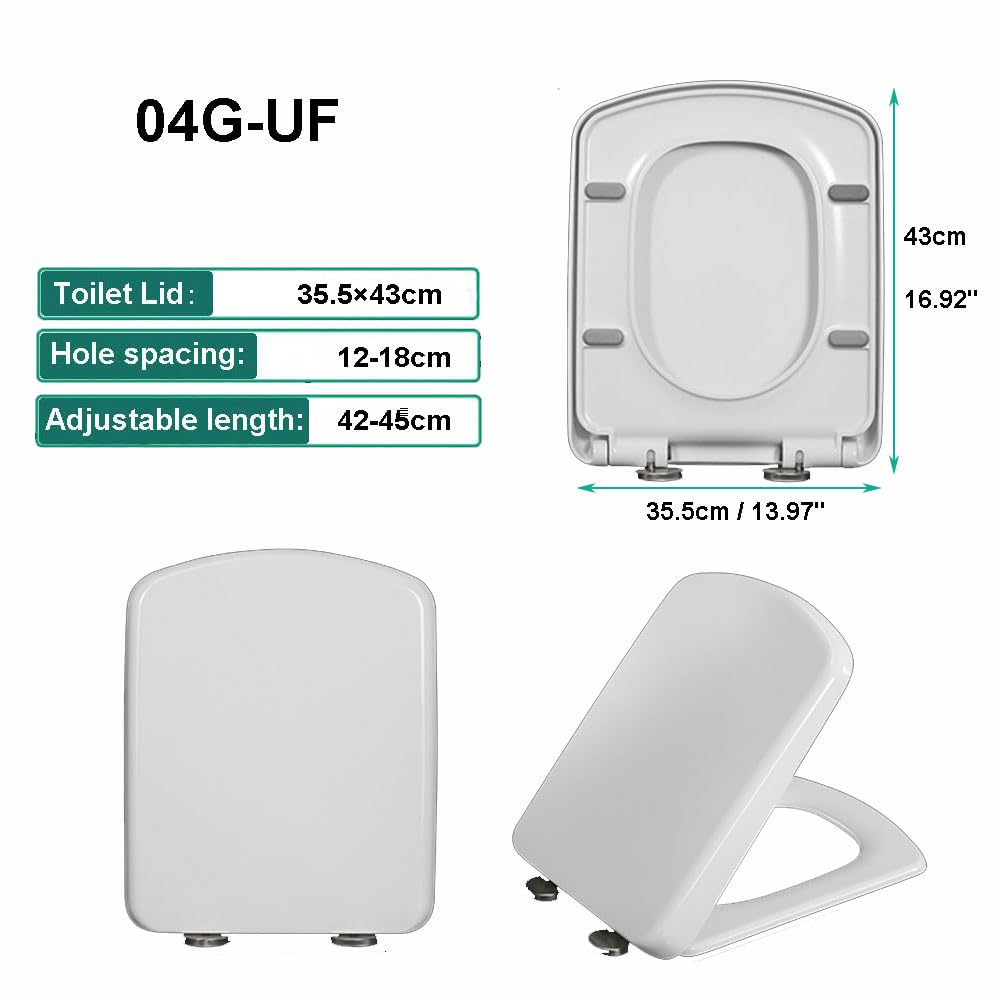 Sedile WC bianco, a sgancio rapido, facile da montare, facile da pulire, regolabile, leggero, resistente, portatile, facile da usare, compatto, morbido, chiuso, quadrato