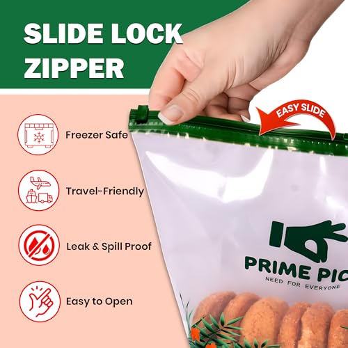 Image of PRIME PICK Multipurpose Zip Lock Storage Bags Small, Medium and Large, Reusable & Reclosable Double Zipper, Leak-Proof Food Grade Plastic, Microwave Freezer Saf (1, M)