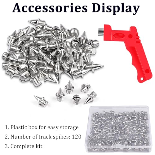 JULMELON 120PCS 1/4inch Stainless Steel Track and Cross Country Spikes Golf Shoe Spikes with Spike Wrench, Replacement Spikes for Sprint Sports Short Running Track Shoes - Image 4