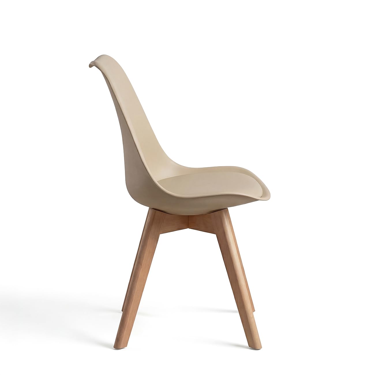 duehome | Beench, Pack 4 sillas Nórdicas, Sillas Comedor, Acabado en Arena y Madera, Medidas: 49 (Ancho) cm x 53,5 cm (Largo) x 83 cm (Alto)