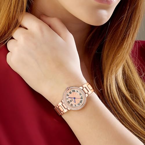 Image of Carlton London Women Stainless Steel Analog Watch | Gold Waterproof Watches for Women Girls Ladies | Fashionable Trendy Quartz Movement Wrist Watch - CLDRGS-001