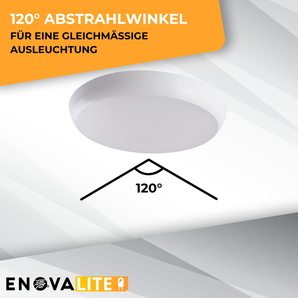 2x LED Deckenleuchte mit Bewegungsmelder 18W 4000K Neutralweiß 1880lm - IP65 wasserdichte Deckenlampe für Badezimmer, Küche, Flur, Keller, Garage - Rund ø250x48mm