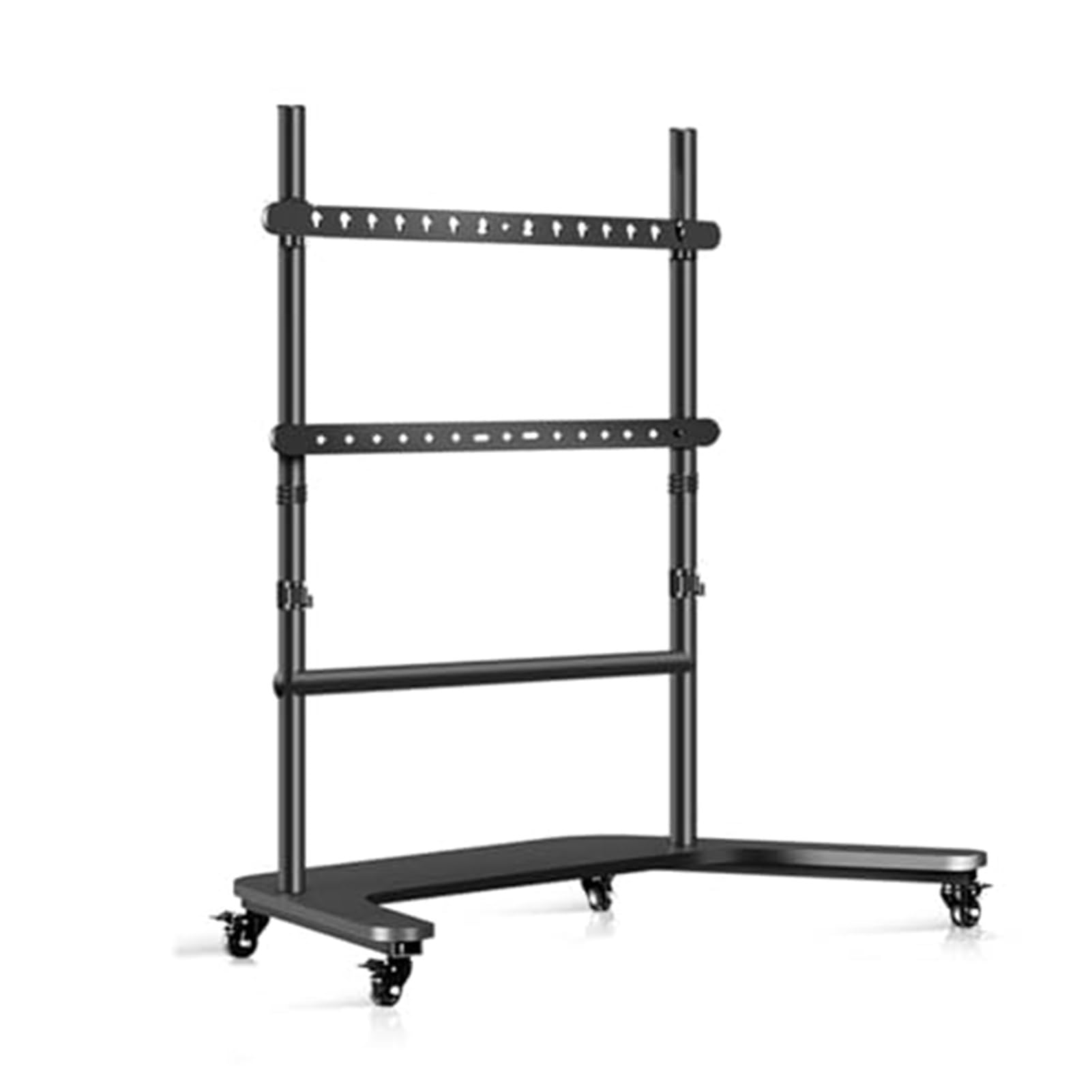 QICBYING Mobile TV Cart With Wheels - Height Adjustable Portable Floor TV Stand, Holds Up To 150kg/330lbs, For 42-90 Inch Screen, Max VESA 700x600mm