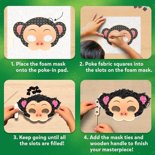 Image of Skillmatics Poke-in Art Animal Masks, Mess Free Fun for Kids, Wooden Craft Kits, Creative Activities, Gifts for Girls Boys Age 4 5 6 7 8 9