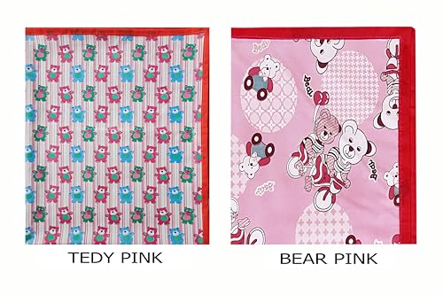 Image of EcoSoft Plastic Sheet,PVC Sheet for Kids,Rubber Sheet for Babies,Bed Wetting Protector(90 x 135 cm) (Pink Bear & Pink Tedy)