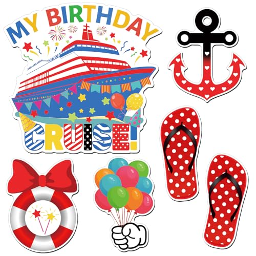 Image of Kanayu 6 Pcs Birthday Cruise Door Decorations Magnetic Large Ship Decorations Magnets Anchor Cruise Decor Car Fridge Magnet Decal for Carnival Stateroom Door