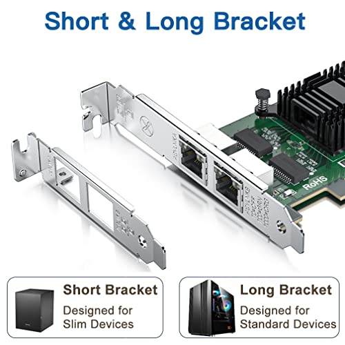 Image of H!Fiber.com Gigabit Dual Nic With Intel 82571 Chip,1GB Network Card Compare To Intel 82571Eb Nic,2 RJ45 Ports,PCI Express X1,Ethernet Card With Low Profile For Windows /Windows Server /Linux,Multi