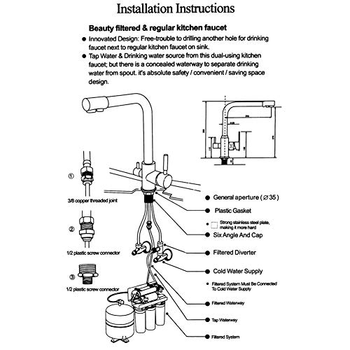 Mitigeur évier double poignée à filtration intégrée et bec mobile en laiton