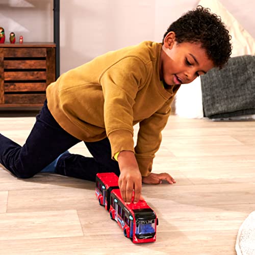 Dickie Toys Volvo City Bus Spielzeug (40 cm) - Lenkbarer Stadtbus (rot) mit Knickgelenk, Freilauf & öffnenden Türen - Spielzeugautos ab 3 Jahre für Kinder, Lizenziertes Bus Spielzeug - 203747015