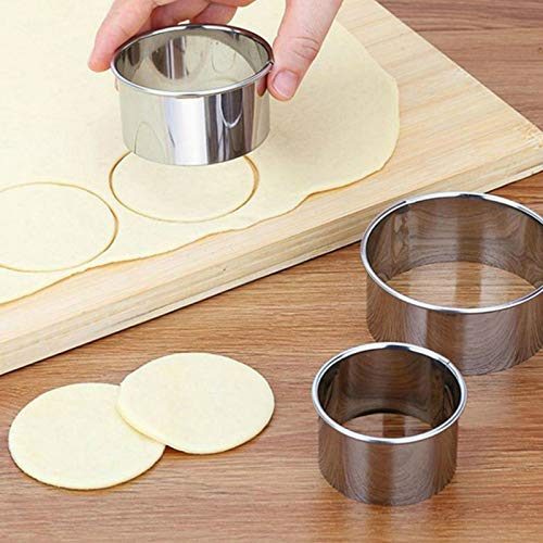LotCow20 Set-5 Piece/Set Round Stainless Steel Cookie Cutter Circle Biscuit DIY Baking Pastry Cutter Set Kitchen Cooking Ring Cutters Molds