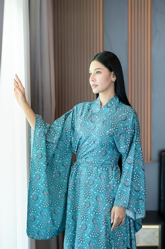 Image of Na'Rak Women's Kimono Robe, Full-Wrap Yukata Style Long Soft Loungewear Luxury Dressing Gown