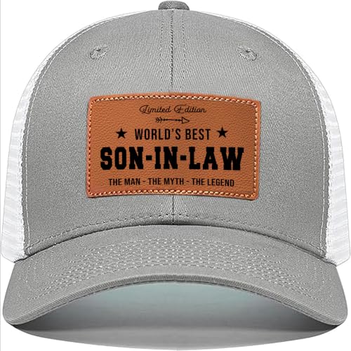 Image of Men's Hat Gifts - Men Cap Gifts for Christmas Father's Day Birthday Trucker Hat Leather Pattern Baseball Cap