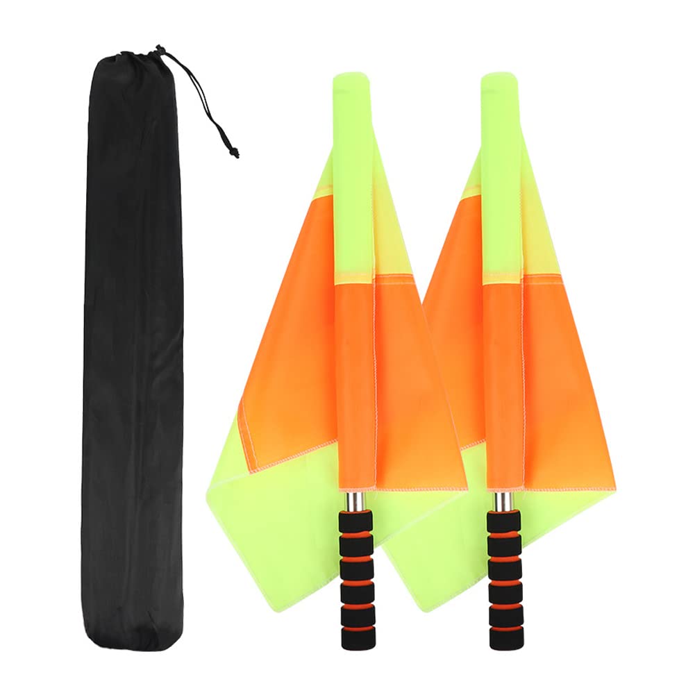 QOTSTEOS 2pcs Football Referee Flag, High Visibility Linesman Hand Flag with Storage Bag - Image 2