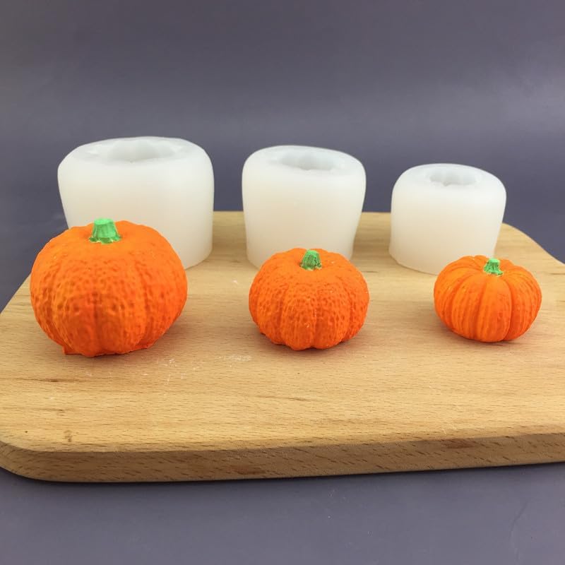 Miniatura 5 de Paquete de 4 moldes de velas de Halloween, moldes de silicona de calabaza de tamaño múltiple y molde de hoja de arce para hacer velas, moldes
