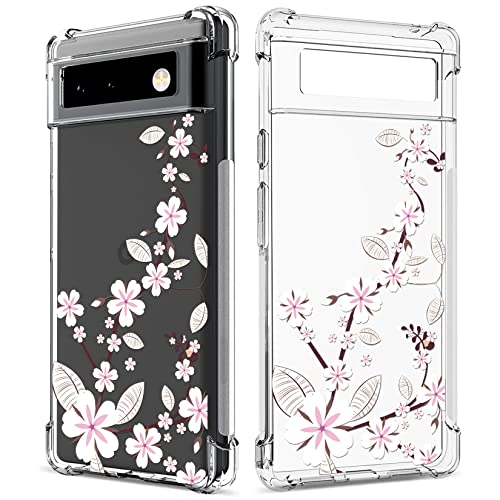 Coque Pixel 6 transparente en silicone TPU souple à motif floral