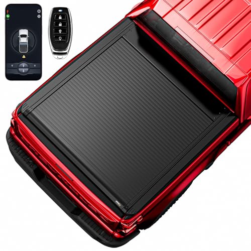 Image of ONINE Electric Power Retractable Truck Bed Tonneau Cover Custom fit 2019-2026 Chevy Silverado /GMC Sierra 1500 5.8ft Bed (69.9 inch), Aluminum Matte Black Slat, Remote Control, Weatherproof & Secure