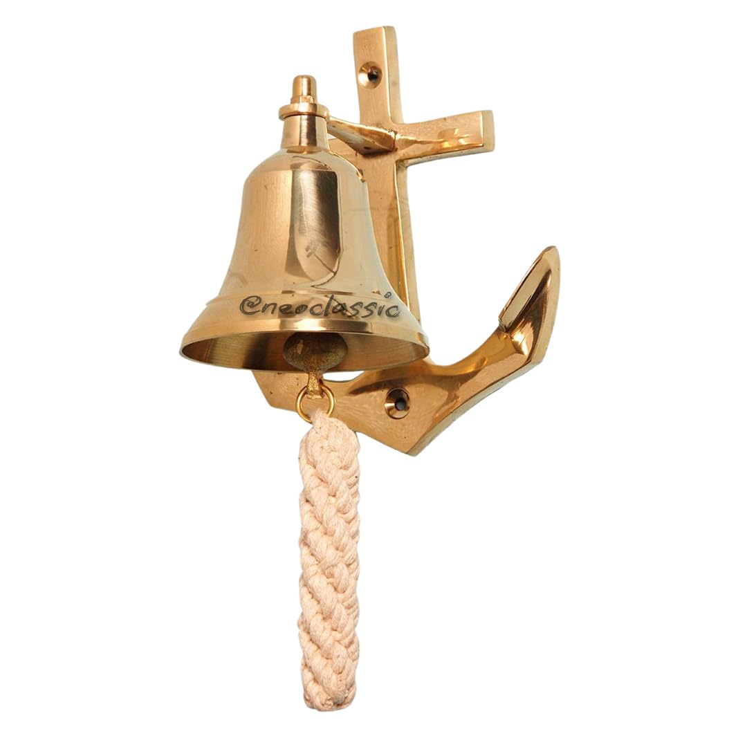 neo classic® door bell – solid brass hanging | home decor gift item for lover, friends & relatives | vintage solid brass door bell (ship anchor design)
