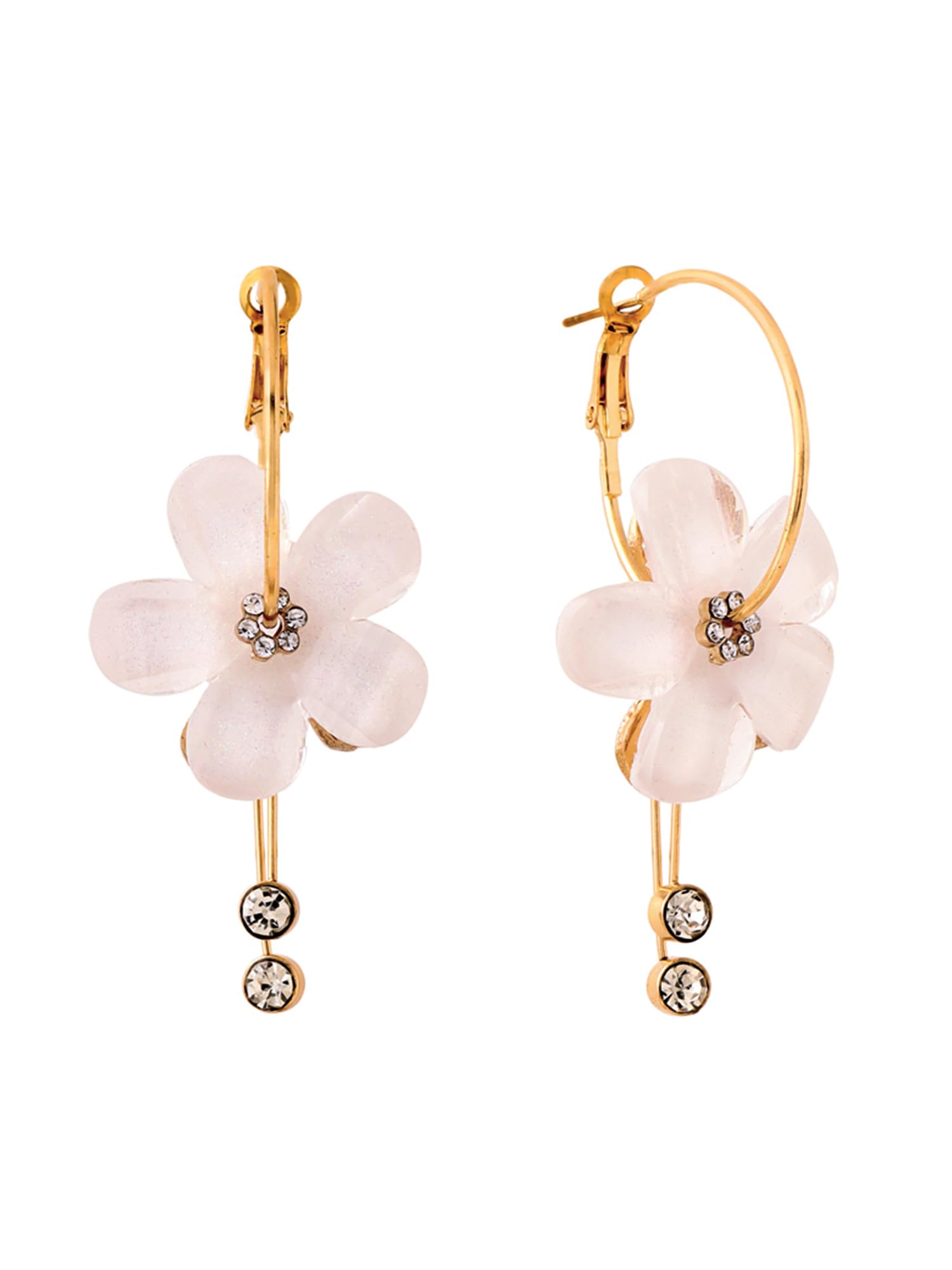 yellow chimes Earrings for Women and Girls | Fashion Multicolor Stone Studded Hoops | Gold Plated Earring | Floral Shaped Western Hoop Earrings | Accessories Jewellery for Women | Birthday Gift for Girls and Women Anniversary Gift for Wife-picture-26