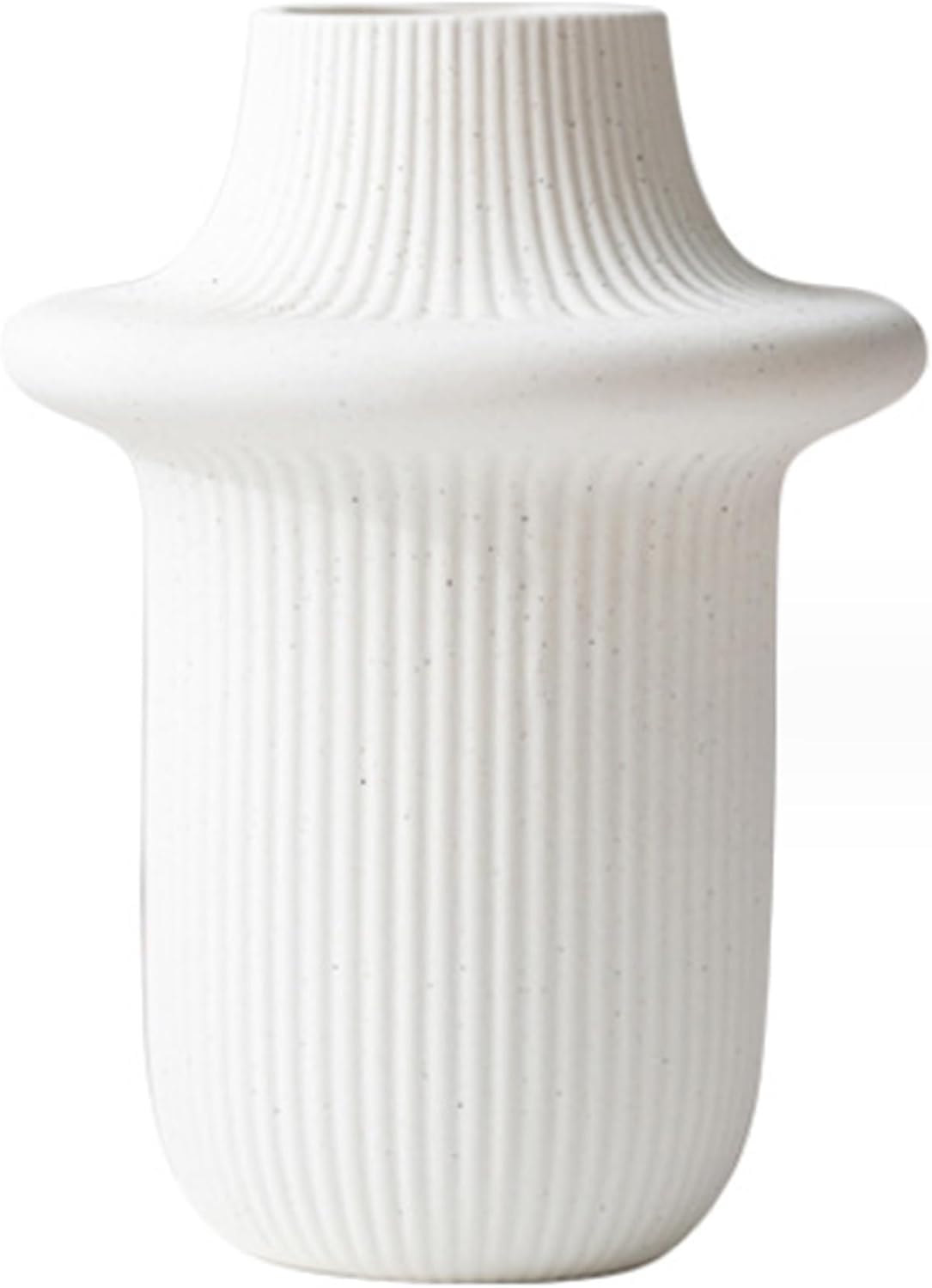 Vase Tabletop Ceramic Suitable Home Decoration Small Vase,Can Be Placed In Fresh And Dried Flowers(Blanc,L)