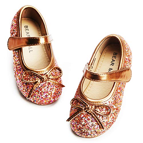 Felix & Flora Bear Mall Girls' Shoes Girl's Ballerina Flat Shoes Mary Jane Dress Shoes (Little/Toddler Girls Shoes/Big Kids)(7 Toddler, Glitter Multicolor)