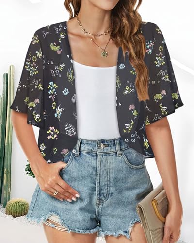 Image of ZNVGIRL Women Shrug Chiffon Cardigans Open Front Short Sleeve Bolero for Evening Dressy 2026