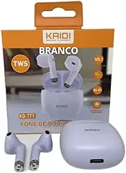 Fone De Ouvido Sem Fio Kaidi TWS Smart Touch V5.1 Kd-771 (Branco)