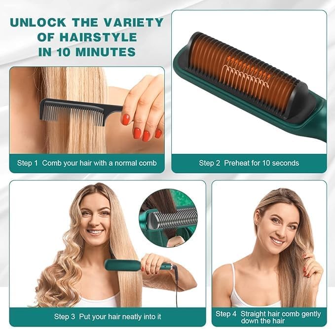 ZYNDRA 3 in 1 Ceramic Fast Hair Straightener Comb Brush Hair Styler Hair Straightening Iron Machine for Women PTC Heating Electric Comb Hot Brush with 5 Temperature, Ionic Care, 30s Fast Heating 4 51k+SPEaaaL