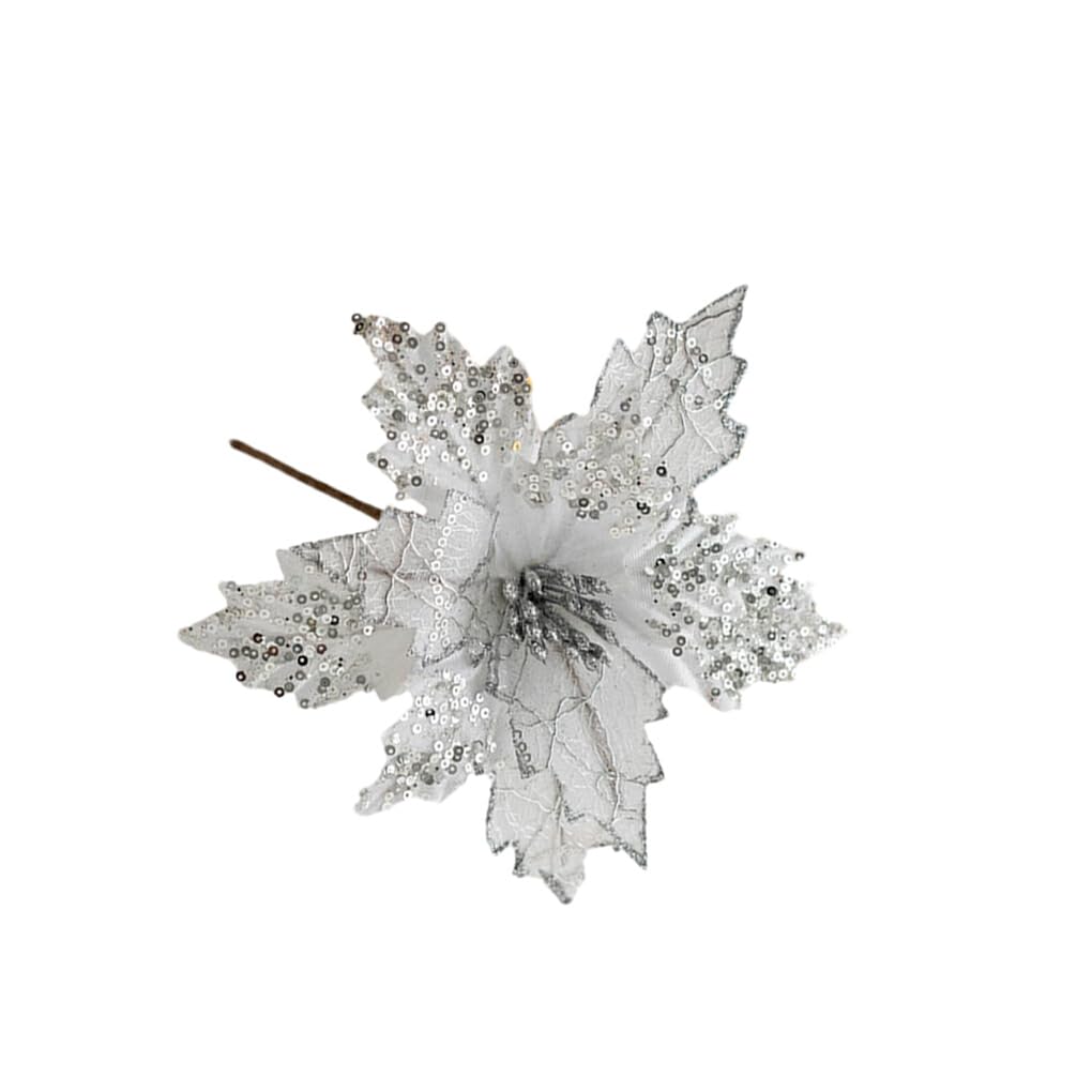 20 Set di Atmosfera Festosa con Fiori Decorazioni per L'Albero di Natale Elegante Ornamento di Natale in Stoffa Albero di Natale Facile da Realizzare in Argento Fai-da-Te