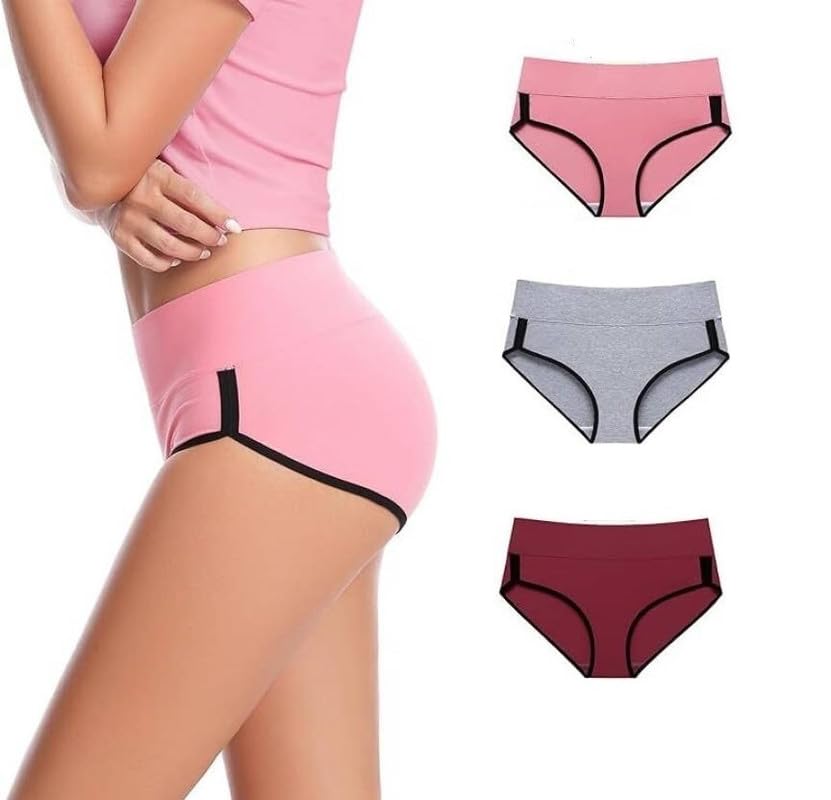 Womens Breathable 100% Hipser Regular & Plus Size Underwear | Cotton Brief | High Waist Full Coverage Tummy Controller | High Rise Underpants Womens Panties - (Pack of 3)-image-25