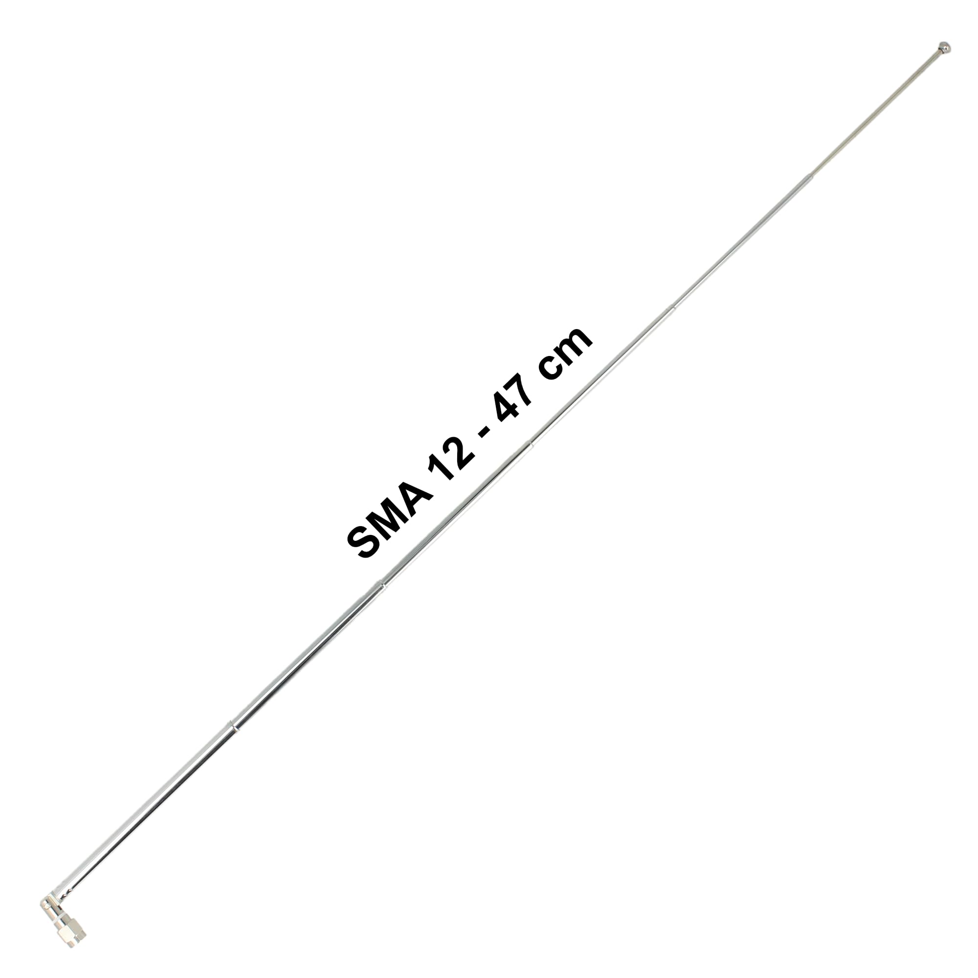 Antenna telescopica da 50 ohm (12-47 cm) con spina SMA - Antenna universale a banda larga per scanner, SDR, misuratori e radio amatoriale (40 MHz-6 GHz)
