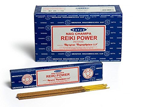 Satya Sai Baba Nag Champa Reiki Power Incense Sticks Agarbatti 180 Grams Box | 12 Packs of 15 Grams Each in a Box | Export Quality