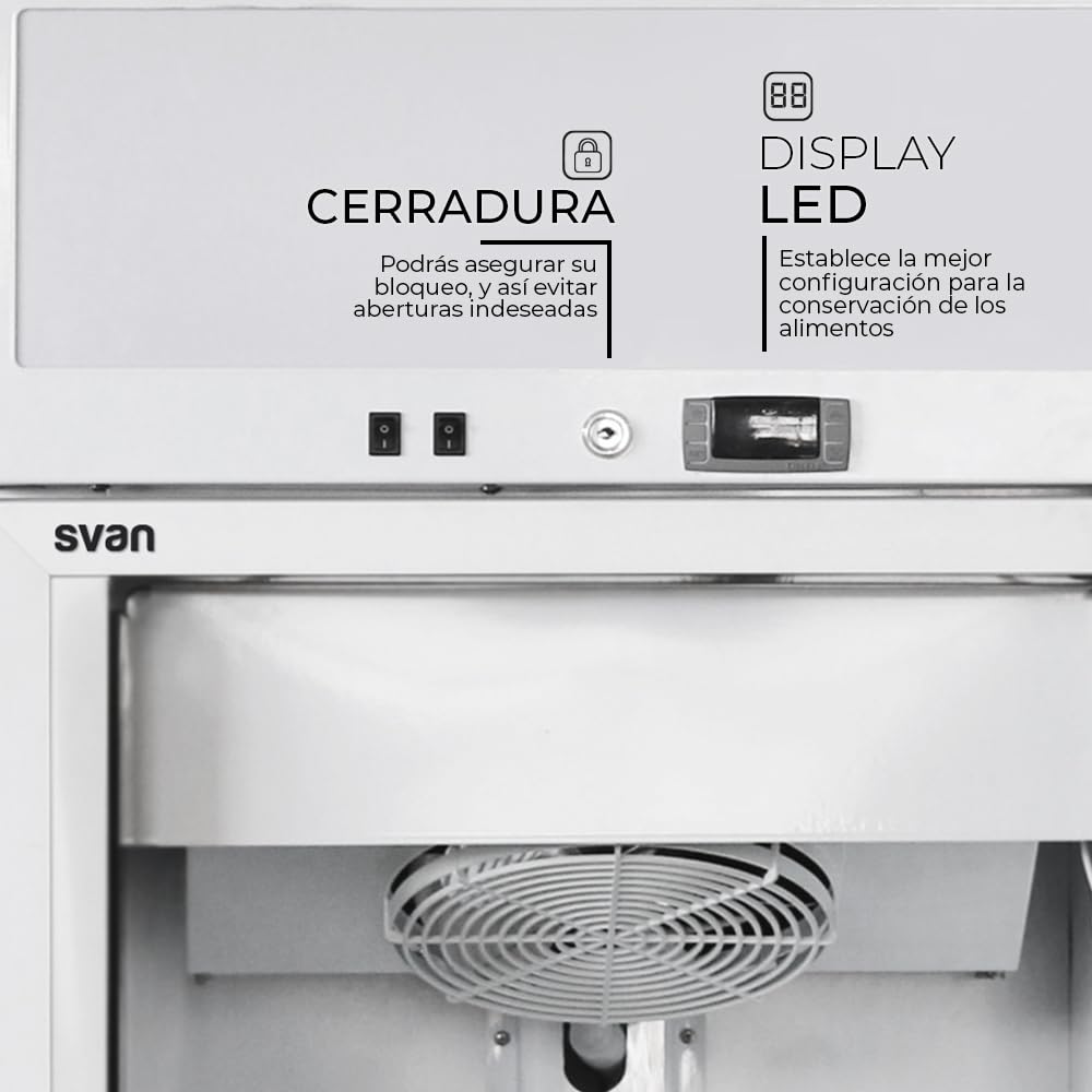 Svan Congelador vertical Horeca Blanco SCVH2600. Capacidad 380 Litros, Bajo nivel Sonoro, Eficiencia Energética Clase C