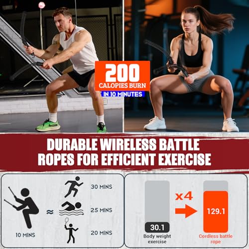 Weighted Ropeless Battle Ropes, Heavy Duty Workout Rope for Home Gym with Training Poster, Portable Arm Exerciser Rope for Strength Building, HIIT and Low-Impact Aerobic Training for Men & Women - Image 4