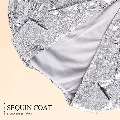 Edary Women's Sequin Jacket Coat Sparkly Long Sleeve Tassel Blazer Fringe Party Club New Years Eve Sequin Jackets3