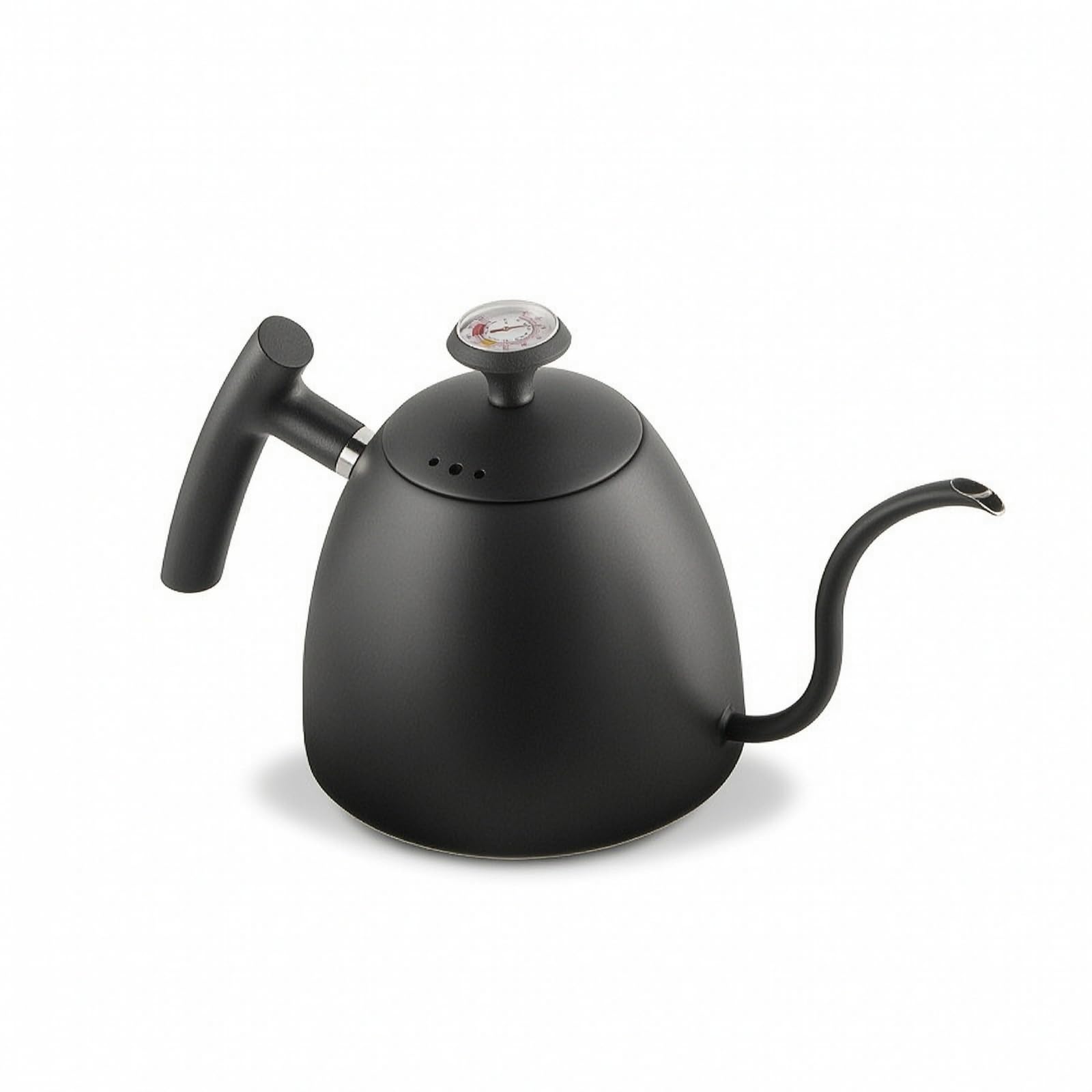 Bollitore con Beccuccio a Collo di Cigno Manuale Bollitore a Collo di Cigno Smussato per Professionisti Del Caffè, Casa, Cucina, Array, Nero, Con Termometro