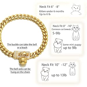 18K Gold Dog Collar 14mm Metal Stainless Steel with Cubia Zirconia Lock Dog Luxury Training Collar Cuban Lock Link Necklace Chain 14 inch