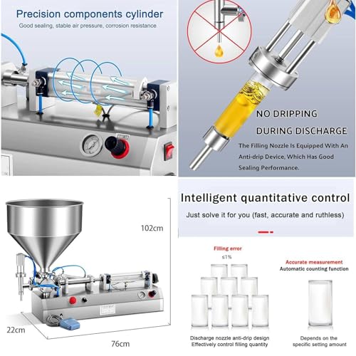 Riempitrice pneumatica per liquidi e pasta, riempitrice a pistone in acciaio inossidabile per crema, shampoo, bevande, cosmetici, 220 V