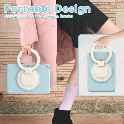 Coque iPad mini 5/4 bleu ciel robuste en silicone hybride avec béquille 360 - 6