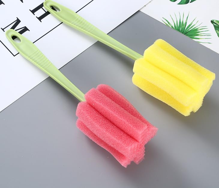 Image of Sponge Bottle Brush 3PCS 8Inch Portable Long Handle Bottle Brush Wine Glass Cleaner Cup Cleaning Brush Baby Bottle Scrubber for Baby Bottle Dishwashing Kitchen Clean Mugs