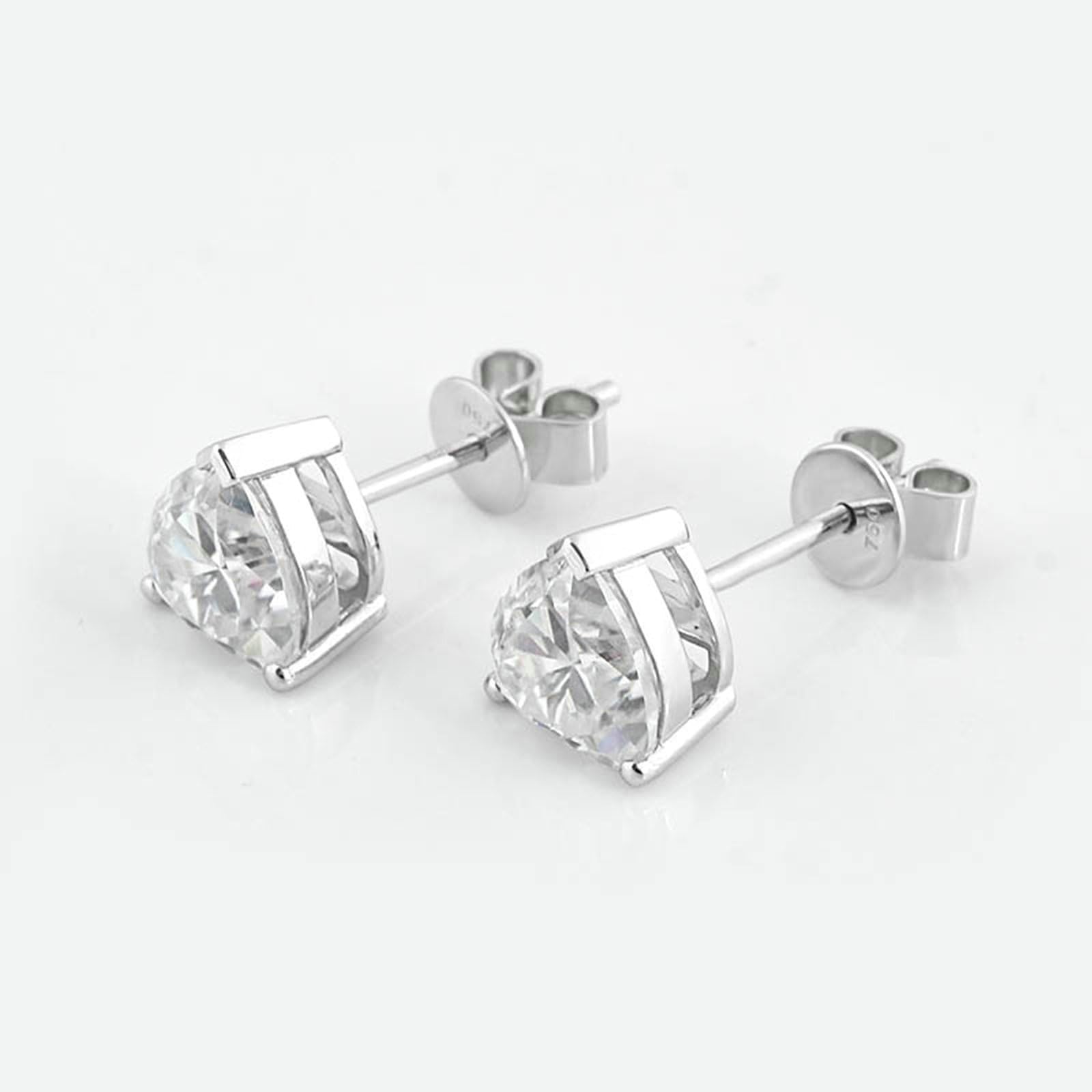 Hochzeits Ohrring 18 Karat Weißgold Damen 2Ct Herzschliff Weiß Moissanit Damen Ohrringe Für Hochzeit Einfaches Herz Ohrstecker