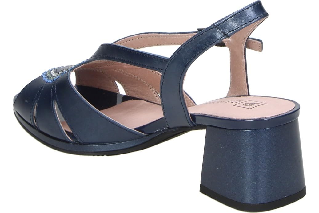 PITILLOS Sandalias de Piel Mujer – Sandalia con Tacón en Azul Marino con Detalle de Broche – Sandalia de Fiesta con Hebilla – Tacón Medio y Cómodo – Boda – Modelo 11215 – 36 EU