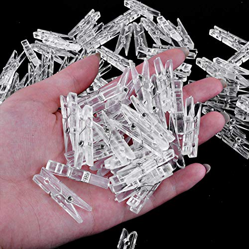 Mini-Clothespins-for-Crafts-Photo-Clips-Clear-Picture-Clips-Plastic-Tiny-Clothes-Pins-for-Hanging-Pictures-Little-Close-Pins-Cloths-Miniclip-for-Clothesline-Miniature-Clip-for-Baby-Shower-100-PCS
