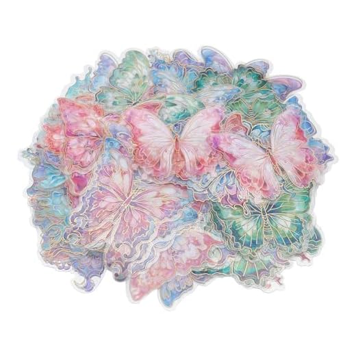 DELORIGIN 120 adesivi a farfalla in PET adesivi in plastica adesivi per carte di credito, decorazione impermeabile trasparente adesivi per scrapbooking artigianato di carta