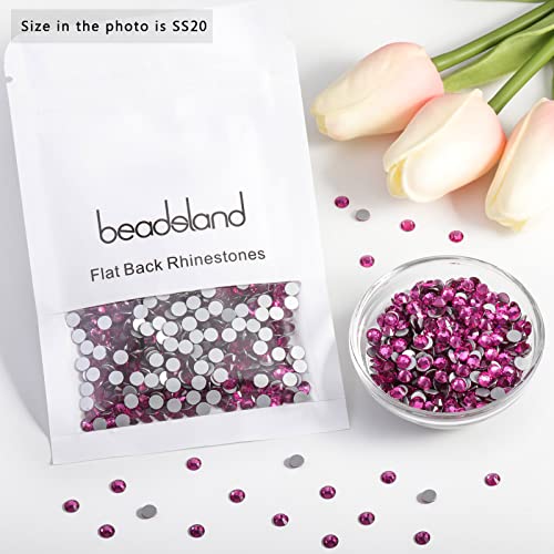 Image of Beadsland Flat Back Crystal Rhinestones, Fuchsia, SS30, 576pcs | Flatback Glass Gems, 6.3-6.5mm, for Nail Art Craft, Glue Fix