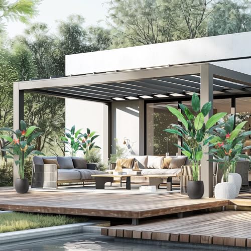 Artificial Bird of Paradise Plant 6FT(72in) Fake Palm Tree for Indoor Outdoor Modern Decor Faux Plants for Home Office Perfect Housewarming Gift with 17 Trunks Faux Leaves and 3 Faux Flowers 2 Pack