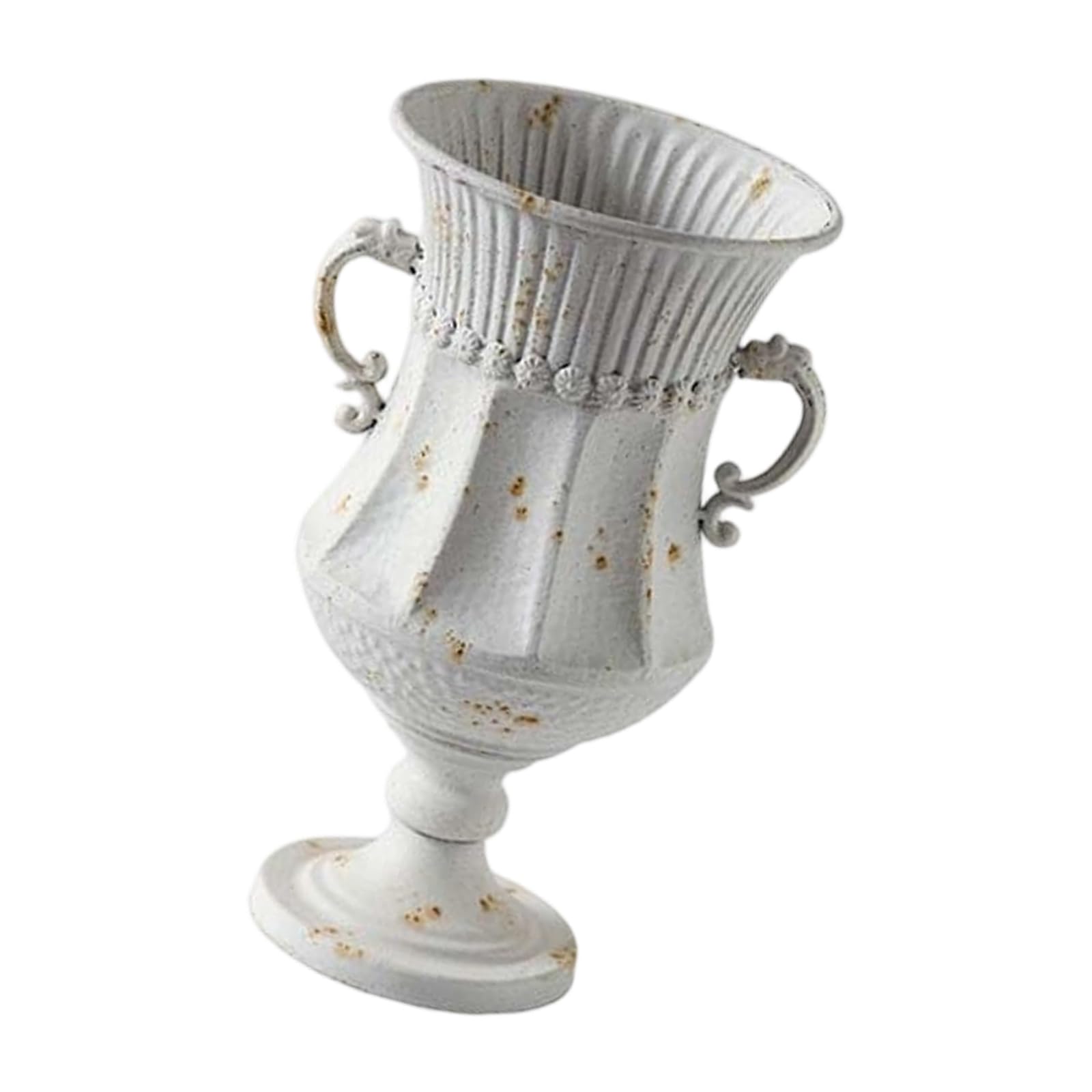 French Antique Iron Vases Floral Arrangement Decors with Distressed Finish and Ornate Carvings for Living Room Garden Ornate Iron Flower Vases