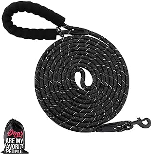 Plutus Pet Long Rope Dog Lead, With Comfortable Padded Handle, Reflective Nylon Heavy Duty Rope Lead, 4.5m 6m 9m Dog Training Lead for Small Medium Large Dogs (4.5m, Green)