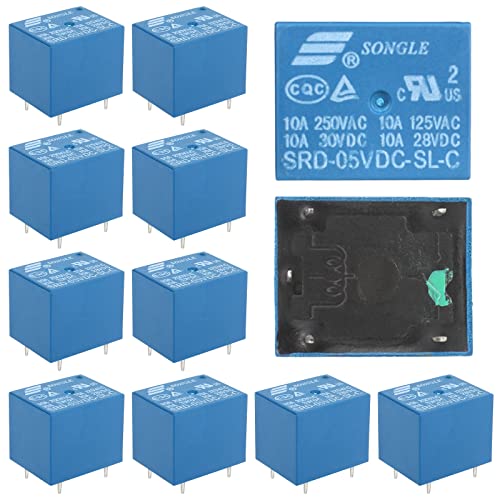 12 Pcs Relais 5V Srd-05vdc-sl-c, Module Relais de Carte Pc, Relais de Puissance pour Circuit Imprimé, Relais à Cinq Broches Relais à Usage Général Pour...